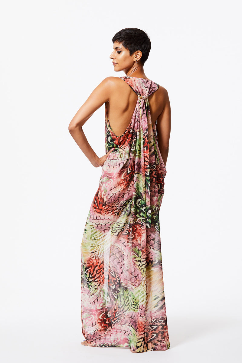 5+ STYLES DRESS IN ELECTRIC PINK & GREEN PRINT