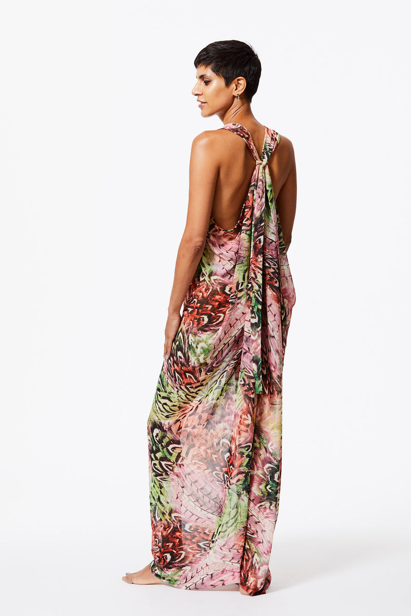 5+ STYLES DRESS IN ELECTRIC PINK & GREEN PRINT