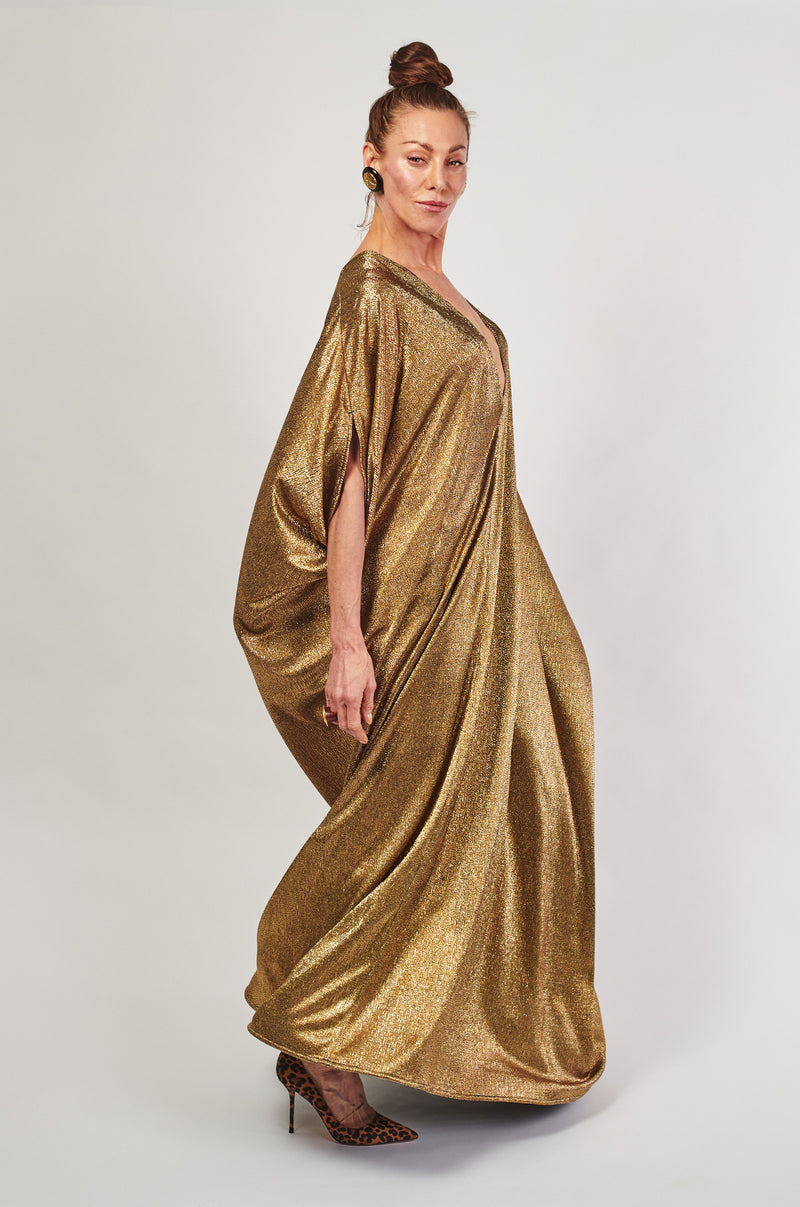 SOLID GOLD KAFTAN STYLE DRESS – electric femme™